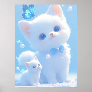 Poster Serene Blue: Um conto de Gatinho