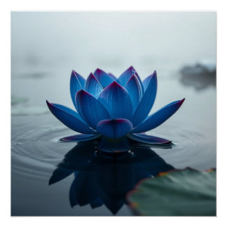 Pôster serene blue water lotus