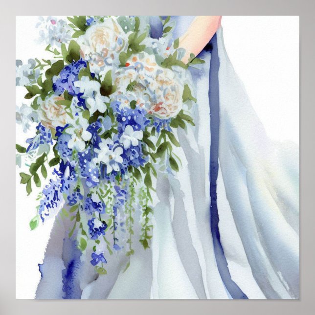 Poster Serene Blues, Bridal Cascading Buquê 2, (Frente)