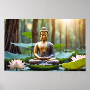 Poster Serene Buddha Statue Zen Vibes Harmony Garden Calm