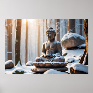 Poster Serene Buddha Statue Zen Vibes Harmony Garden Calm