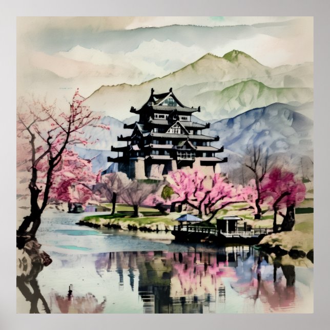 Poster Serene Castle On Lake(Spring) (Frente)