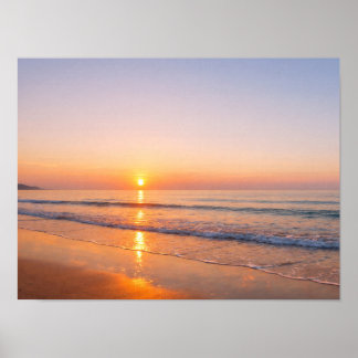Poster Serene Coastal Ocean Beach Golden Sunrise