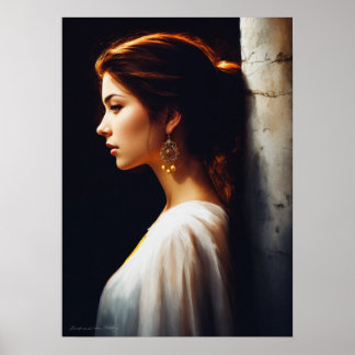 Poster Serene e Atordoamento: Uma Gaze Esquerda de Mulher