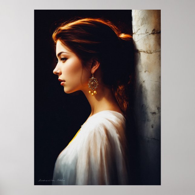 Poster Serene e Atordoamento: Uma Gaze Esquerda de Mulher (Frente)