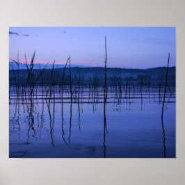 Poster Serene e lago névoa após chuva forte