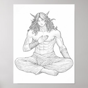 Poster Serene Elf Warrior Fantasy Anime Character Art