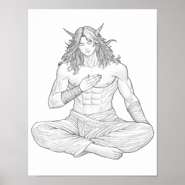 Poster Serene Elf Warrior | Fantasy Anime Character Art (Frente)