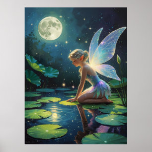 Poster Serene Fairy Magical Moonlight Fantasy Art