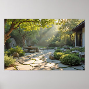 Poster Serene Garden Bem-Estar Vela Leve Zen Vibes Calm