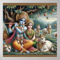 Serene Green Ornamentado Radha Krishna Venugopal F