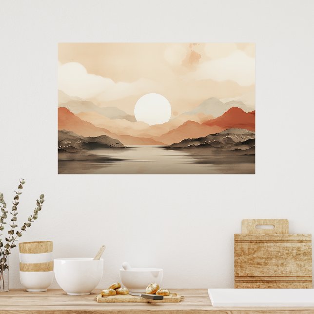 Poster Serene Horizon Japandi Nature Art (Cozinha)