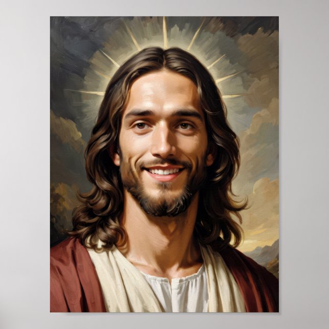 Poster Serene Jesus Cristo com aura (Frente)