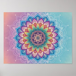 Poster Serene Mandala: Um Caleidoscópio Pastel