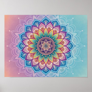 Poster Serene Mandala: Um Caleidoscópio Pastel