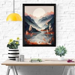 Poster Serene Mountain Lake Sunset
