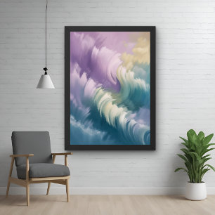 Pôster Serene Pastel Abstrato Wave Dreamy Wall Art Poster