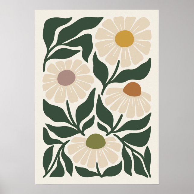 Poster Serene Petals Mid Century Chamomile (Frente)