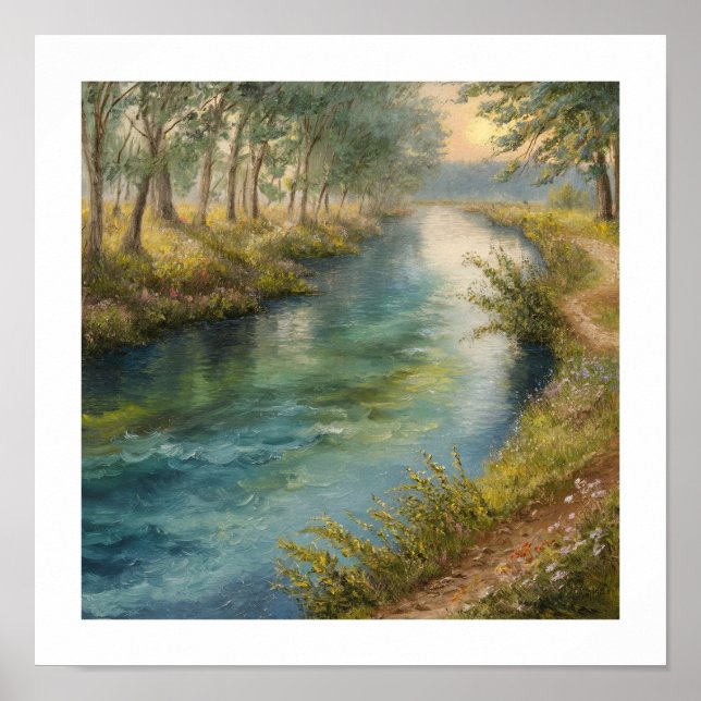 Poster Serene Riverbank Sunset (Frente)
