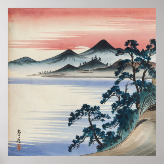 Poster Serene Seascape Sunset Vintage Painting