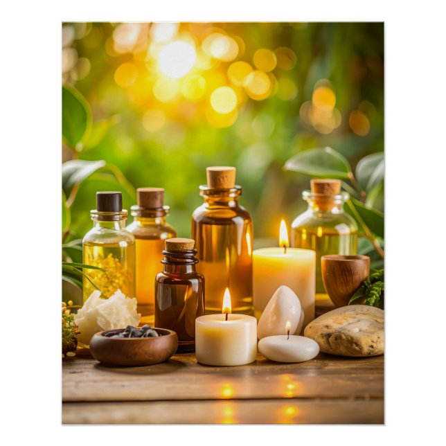 Pôster Serene Spa Essential Oils & Candles Wall Art (Frente)