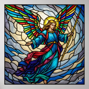 Poster Serene StainGlass Angel Art Design