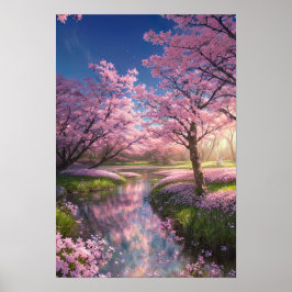 Poster Serene Stream e Sakura Trees