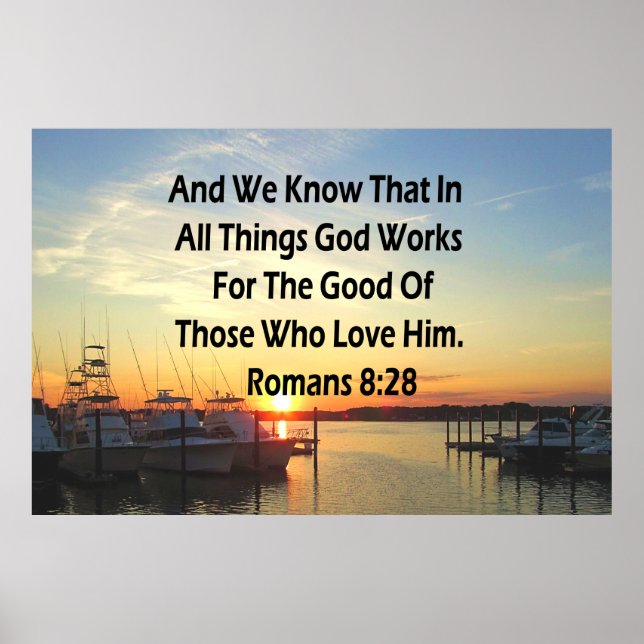 POSTER SERENE SUNSET ROMANS 8:28 BÍBLIA VERSO (Frente)