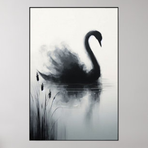 Poster Serene Swan Em Águas Estáticas