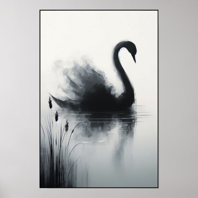 Poster Serene Swan Em Águas Estáticas (Frente)