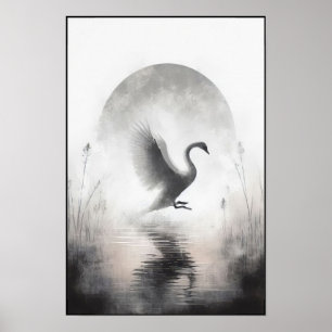 Poster Serene Swan Em Águas Estáticas