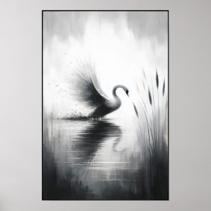 Poster Serene Swan Em Águas Estáticas
