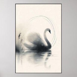 Poster Serene Swan Em Águas Estáticas