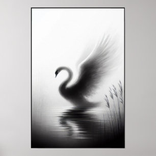 Poster Serene Swan Em Águas Estáticas