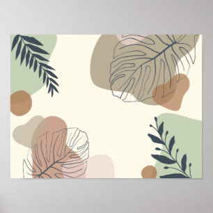 Poster Serene Tropical Leaf Abstrato Art