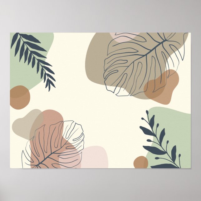 Poster Serene Tropical Leaf Abstrato Art (Frente)