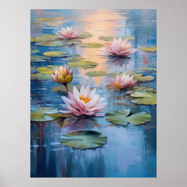 Poster Serene Water Lily Pond Fine Art (Frente)