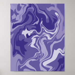 Poster Serene Waves de Roxo na Harmonia Abstrato