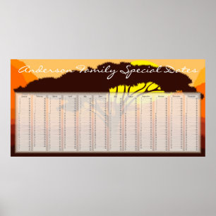 Poster Serengeti Guarda-chuva Cartaz de Calendário de Ani