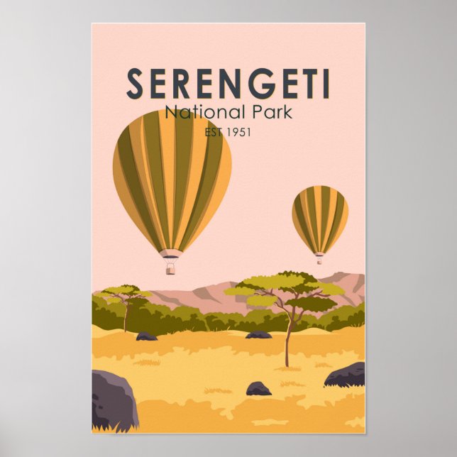 Poster Serengeti National Park Tanzania Hot Air Balloon (Frente)