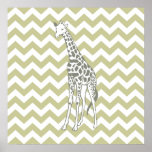 Pôster Serengeti Safari Chevron com a Pop Art Giraffe<br><div class="desc">Padrão de Mod Chevron na paleta de cores Safari Moods de Emporio Moffa,  com girafa de pop de arte de um lado.</div>