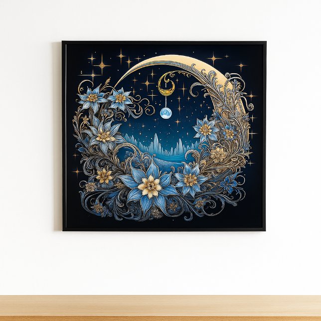 Poster Serenidade à Meia-Noite: Um Desabrochar Celestial (Criador carregado)