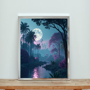 Poster Serenidade ao Luar: Uma Paisagem de Sonhos de Palm