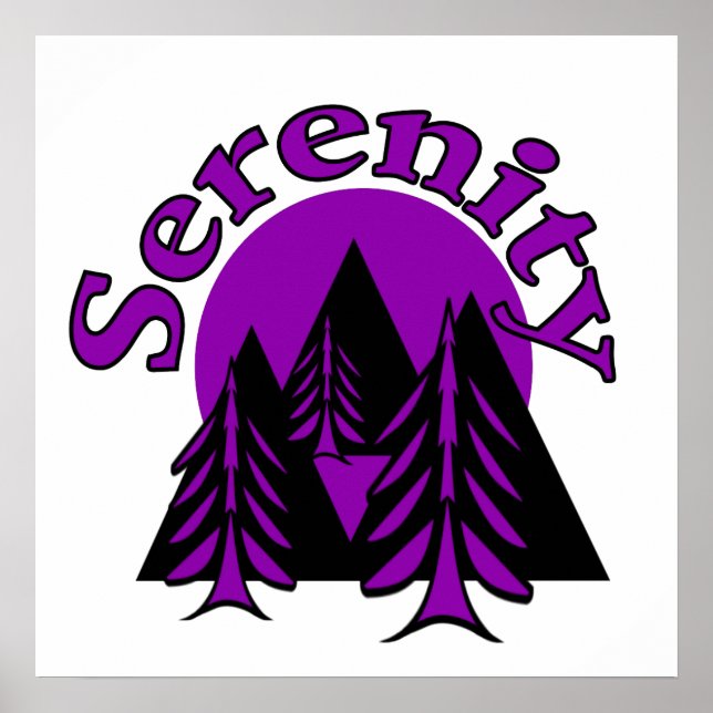 Poster Serenidade Citação Moderna Roxo Roxo Árvores (Frente)