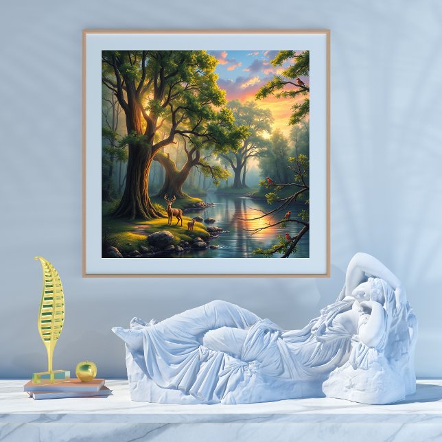 Poster Serenidade da Floresta Tranquila no amanhecer (Criador carregado)