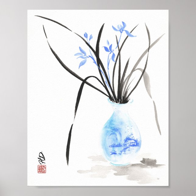Poster Serenidade da Orquídea Azul (Frente)