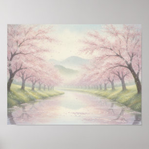 Poster Serenidade do Jardim de Cerejeira em Flor