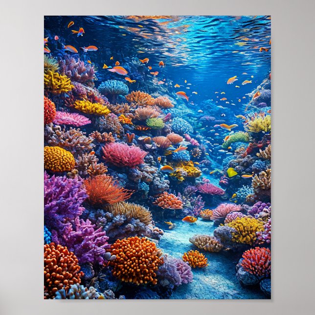 Poster 🌊 Serenidade do Oceano do Recife de Coral Naturez (Frente)