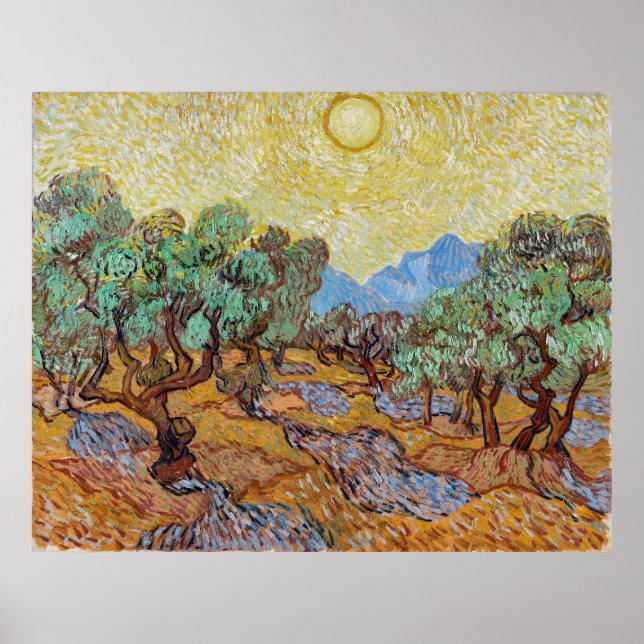 Poster Serenidade entre oliveiras por Vincent van Gogh (Frente)