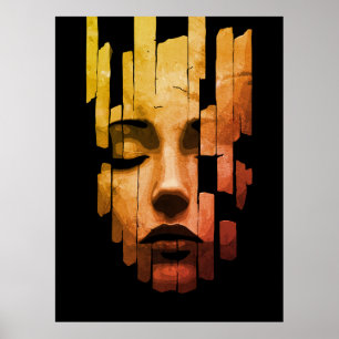 Poster Serenidade Fragmentada – Retrato Digital Surrealis